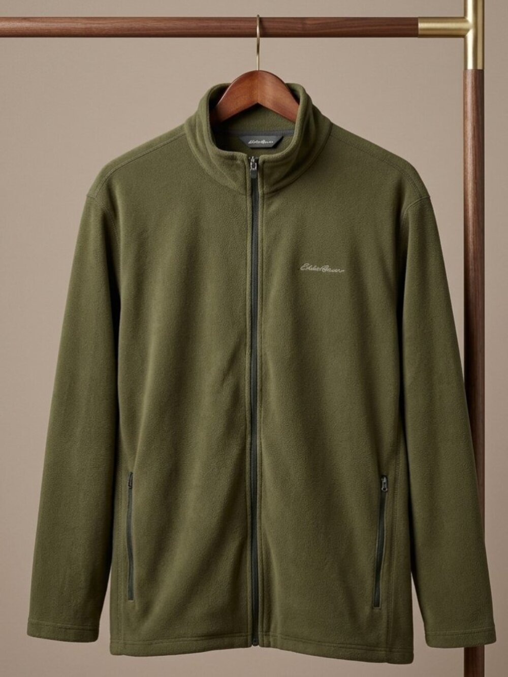 Eddie Bauer Men's Full-Zip Microfleece Jacket - Olive Green Size XL